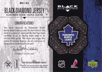 2007-08 Upper Deck Black Diamond - Jerseys #BDJ-AS Alexander Steen Back