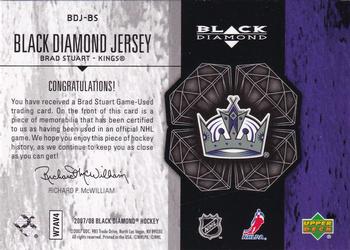 2007-08 Upper Deck Black Diamond - Jerseys #BDJ-BS Brad Stuart Back