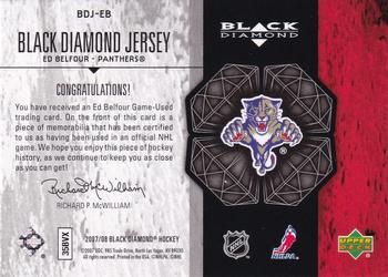 2007-08 Upper Deck Black Diamond - Jerseys #BDJ-EB Ed Belfour Back