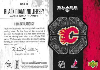 2007-08 Upper Deck Black Diamond - Jerseys #BDJ-JI Jarome Iginla Back
