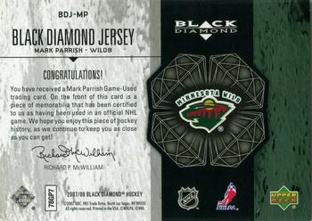 2007-08 Upper Deck Black Diamond - Jerseys #BDJ-MP Mark Parrish Back