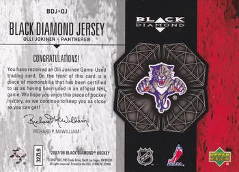 2007-08 Upper Deck Black Diamond - Jerseys #BDJ-OJ Olli Jokinen Back