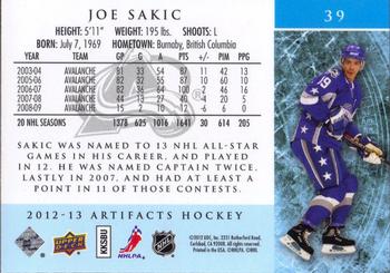 2012-13 Upper Deck Artifacts #39 Joe Sakic Back