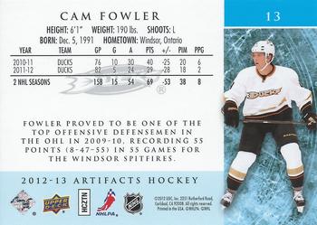 2012-13 Upper Deck Artifacts #13 Cam Fowler Back
