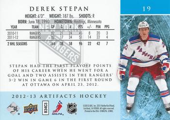 2012-13 Upper Deck Artifacts #19 Derek Stepan Back