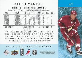 2012-13 Upper Deck Artifacts #47 Keith Yandle Back