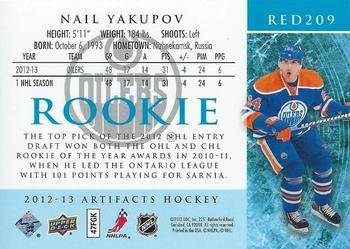 2012-13 Upper Deck Artifacts #RED209 Nail Yakupov Back