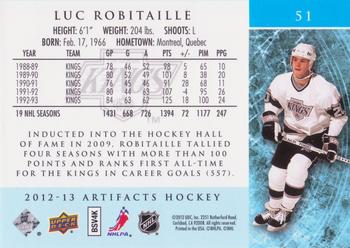 2012-13 Upper Deck Artifacts #51 Luc Robitaille Back