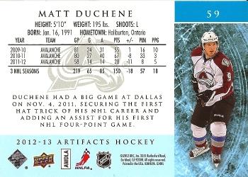 2012-13 Upper Deck Artifacts #59 Matt Duchene Back