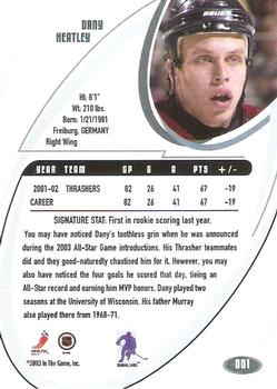 2002-03 Be a Player Signature Series - NHL All-Star FANtasy #001 Dany Heatley Back