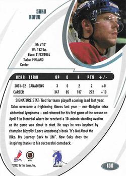 2002-03 Be a Player Signature Series - Toronto Fall Expo #130 Saku Koivu Back