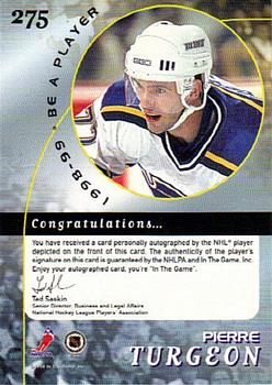 2002-03 Be a Player Signature Series - Autograph Buybacks 1998-99 Gold #275 Pierre Turgeon Back