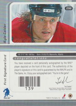 2002-03 Be a Player Signature Series - Autograph Buybacks 2001-02 Gold #098 Kyle Calder Back