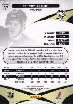 2012-13 Panini Certified #87 Sidney Crosby Back