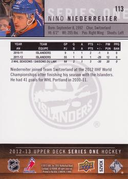 2012-13 Upper Deck #113 Nino Niederreiter Back
