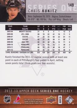 2012-13 Upper Deck #149 Chris Kunitz Back