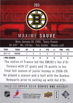 2012-13 Upper Deck #203 Maxime Sauve Back