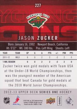 2012-13 Upper Deck #227 Jason Zucker Back