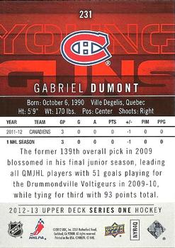 2012-13 Upper Deck #231 Gabriel Dumont Back