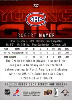 2012-13 Upper Deck #232 Robert Mayer Back