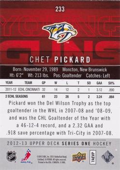 2012-13 Upper Deck #233 Chet Pickard Back