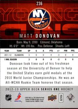 2012-13 Upper Deck #236 Matt Donovan Back