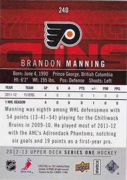 2012-13 Upper Deck #240 Brandon Manning Back
