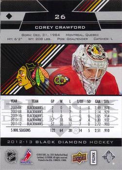 2012-13 Upper Deck Black Diamond #26 Corey Crawford Back