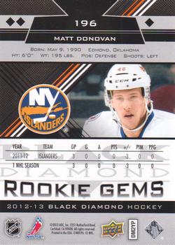 2012-13 Upper Deck Black Diamond #196 Matt Donovan Back
