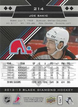 2012-13 Upper Deck Black Diamond #214 Joe Sakic Back