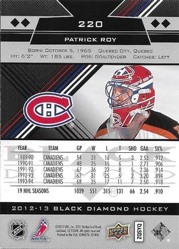 2012-13 Upper Deck Black Diamond #220 Patrick Roy Back