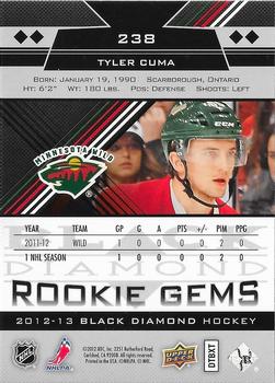 2012-13 Upper Deck Black Diamond #238 Tyler Cuma Back