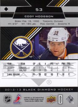 2012-13 Upper Deck Black Diamond #53 Cody Hodgson Back
