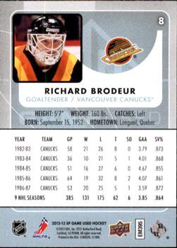 2012-13 SP Game Used #8 Richard Brodeur Back