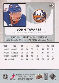 2012-13 SP Game Used #40 John Tavares Back