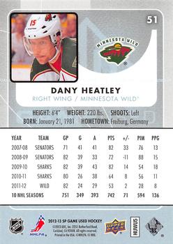2012-13 SP Game Used #51 Dany Heatley Back