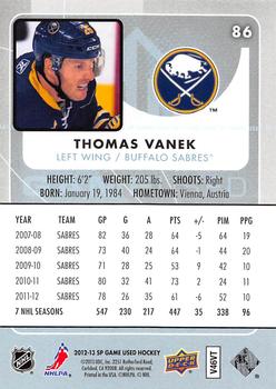 2012-13 SP Game Used #86 Thomas Vanek Back