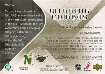 2007-08 SPx - Winning Combos #WC-DM Dino Ciccarelli / Marian Gaborik Back