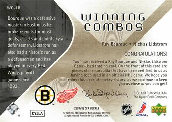 2007-08 SPx - Winning Combos #WC-LB Ray Bourque / Nicklas Lidstrom Back