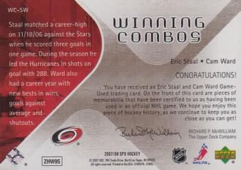 2007-08 SPx - Winning Combos #WC-SW Eric Staal / Cam Ward Back