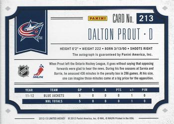 2012-13 Panini Limited #213b Dalton Prout Back