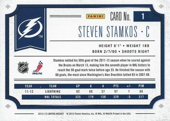 2012-13 Panini Limited #1 Steven Stamkos Back