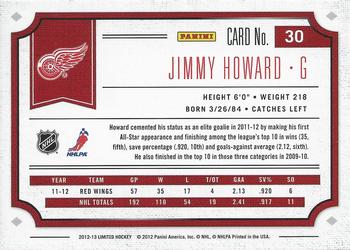 2012-13 Panini Limited #30 Jimmy Howard Back
