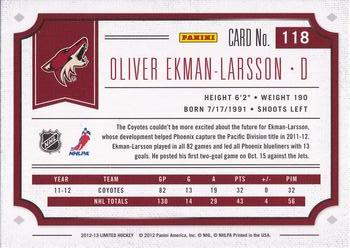 2012-13 Panini Limited #118 Oliver Ekman-Larsson Back
