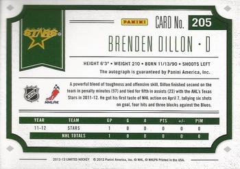 2012-13 Panini Limited #205 Brenden Dillon Back