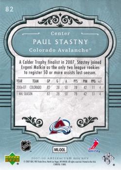 2007-08 Upper Deck Artifacts - Blue #82 Paul Stastny Back