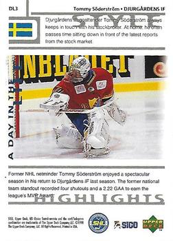 1998-99 UD Choice Swedish - A Day in the Life #DL3 Tommy Soderstrom Back