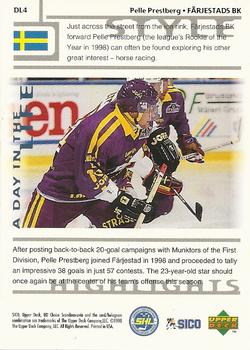 1998-99 UD Choice Swedish - A Day in the Life #DL4 Pelle Prestberg Back