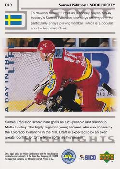 1998-99 UD Choice Swedish - A Day in the Life #DL9 Samuel Pahlsson Back
