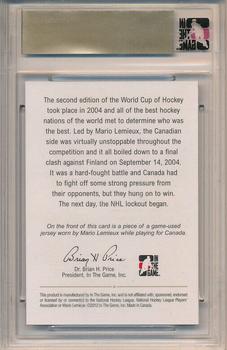 2012-13 In The Game The History of Hockey #132 Canada Wins 2004 World Cup (Mario Lemieux) Back